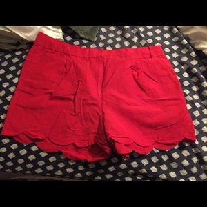Red JCrew scallop shorts